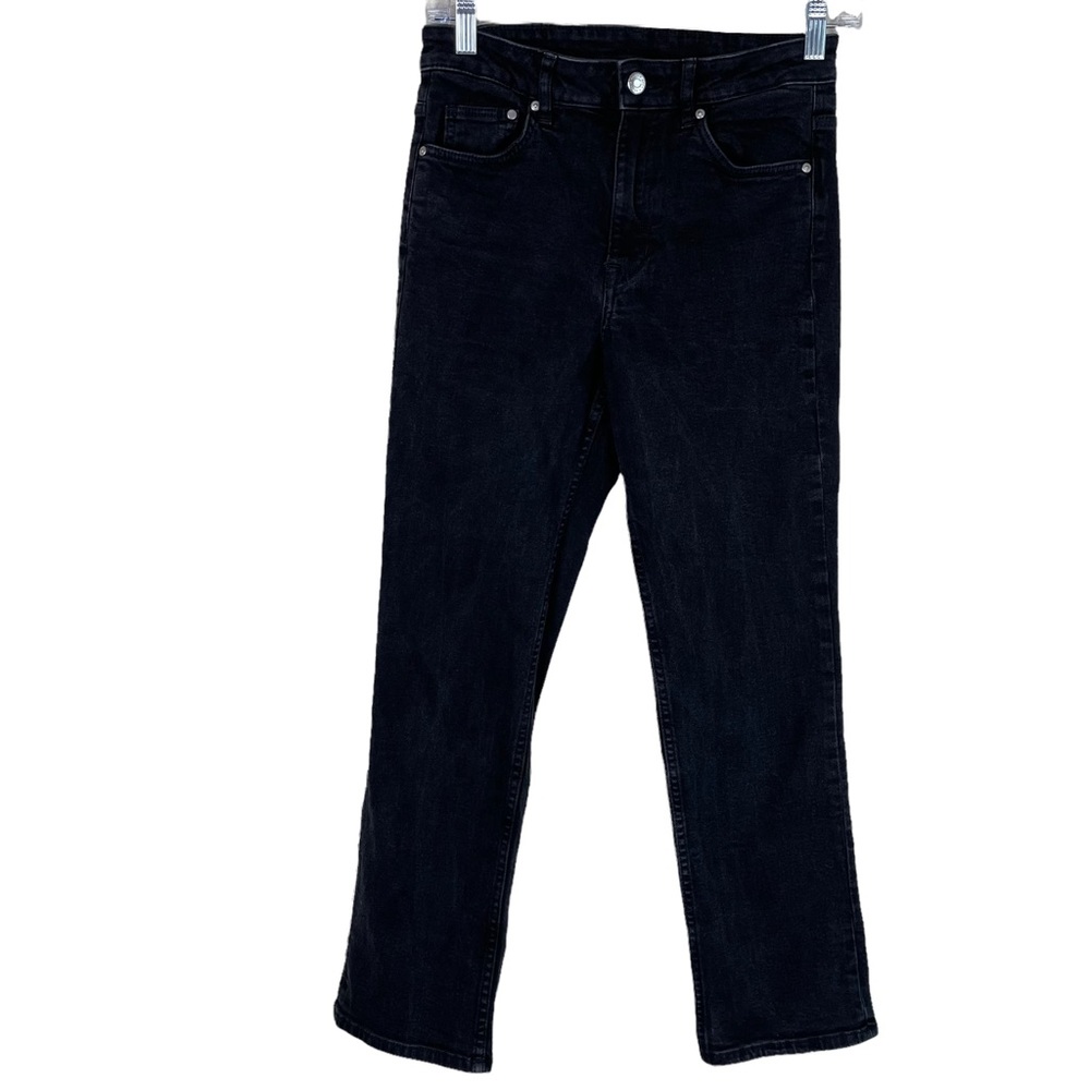 & Denim High-rise Straight Legged Ankle Crop Black Wash Jeans Size 4 5-pockets